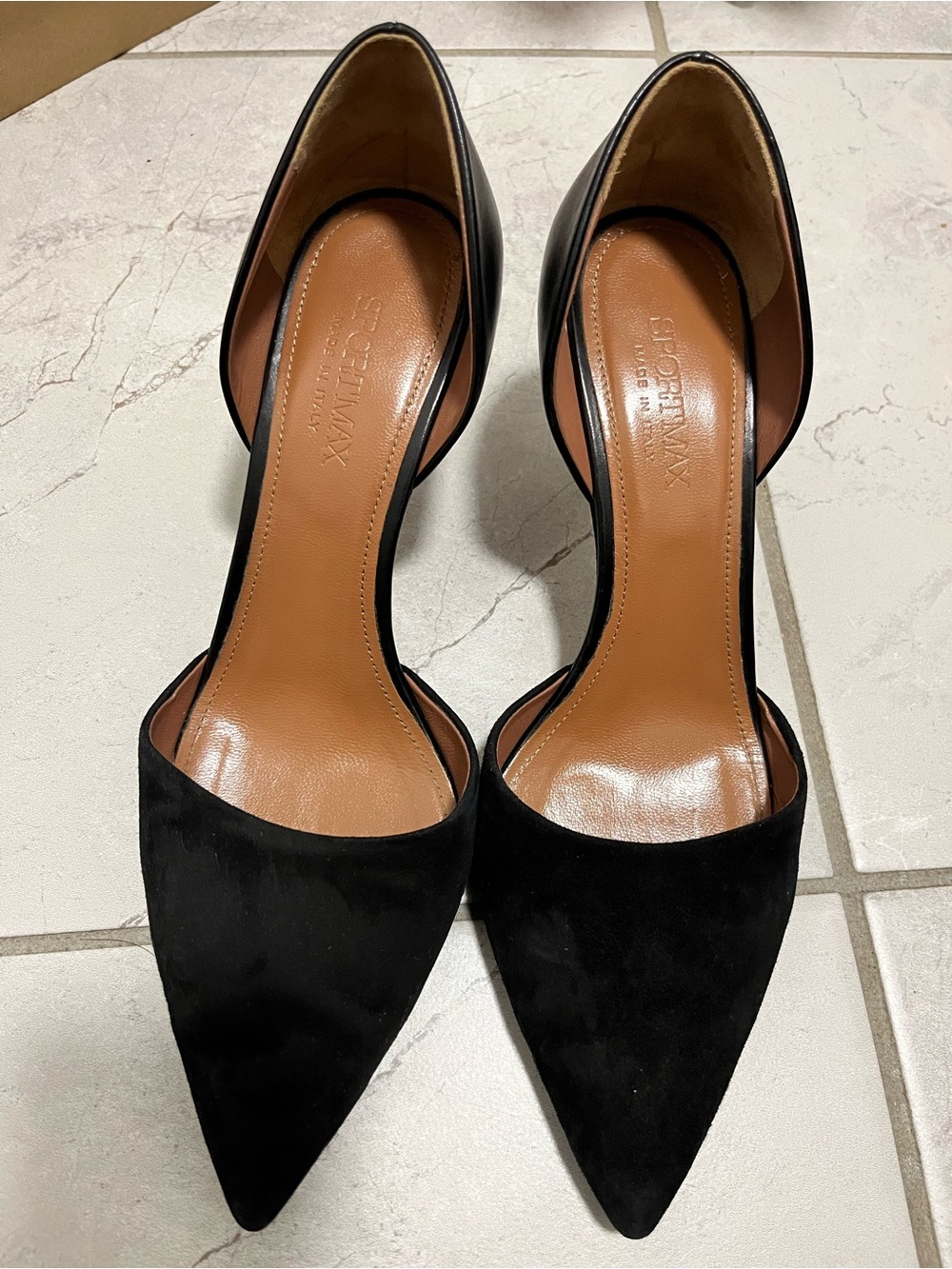 Sportmax Black Suede Pointed D'Orsay Heels